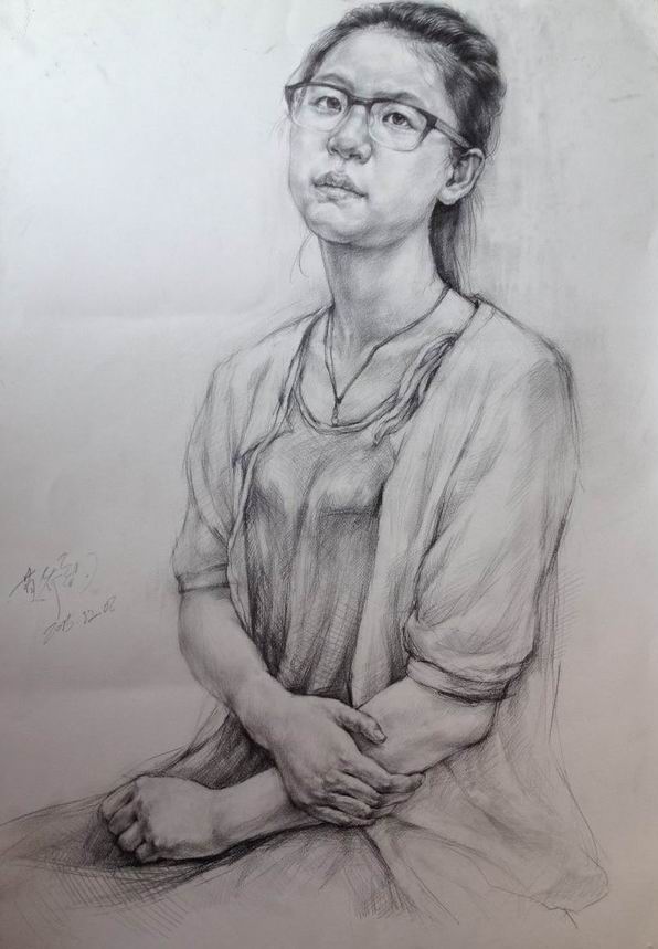 线性素描半身像